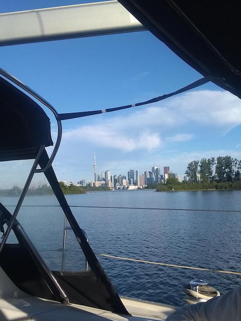 Morning Toronto skyline from Tommy Thompson Park anchorage.